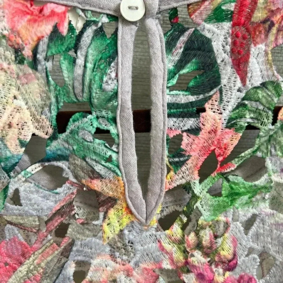 Anthropologie inari fiore floral cut out tank top sleeveless medium colorful - Picture 14 of 16